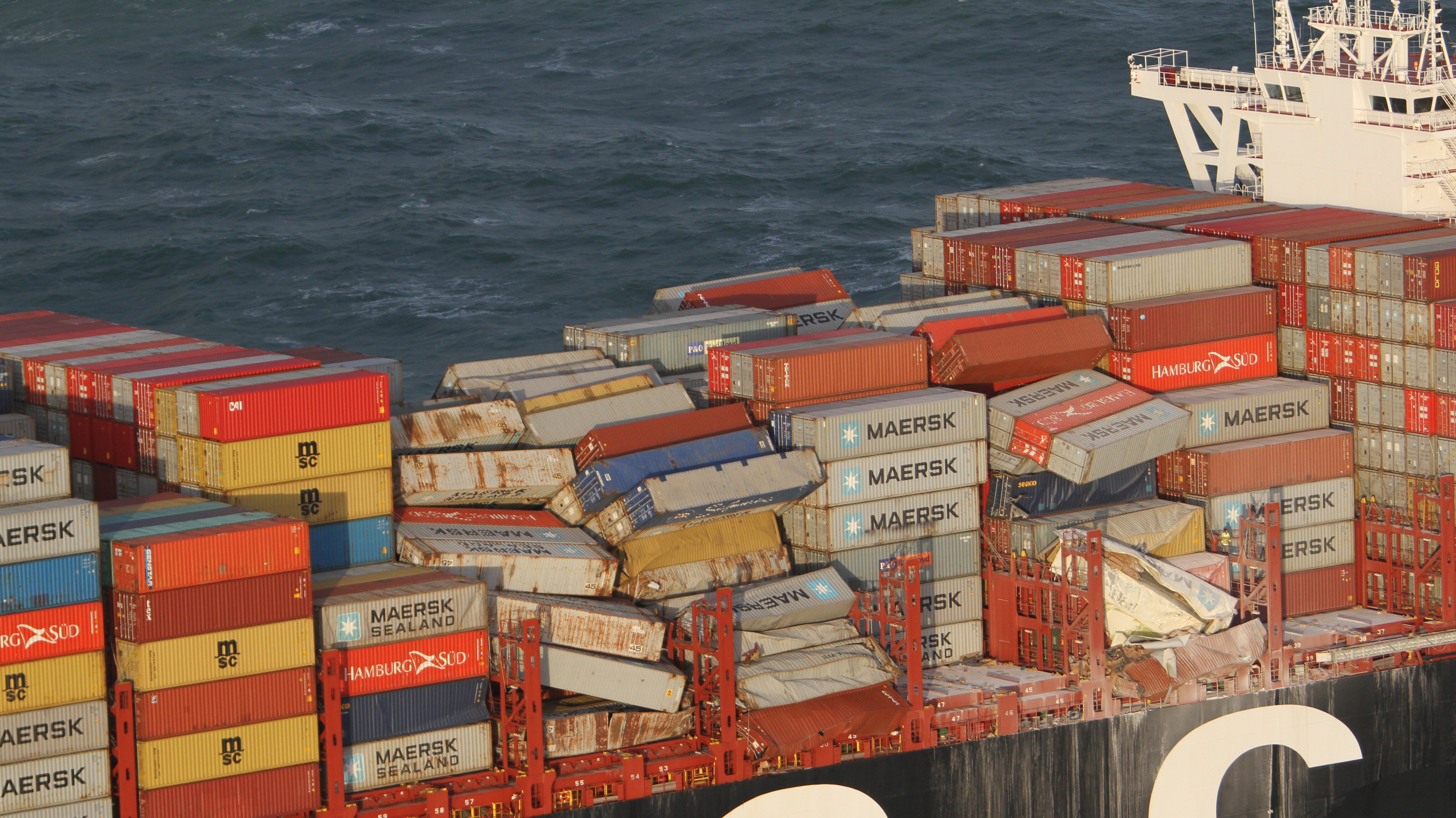 De MSC Zoe yn jannewaris 2019, nei't konteners oerboard slein wiene