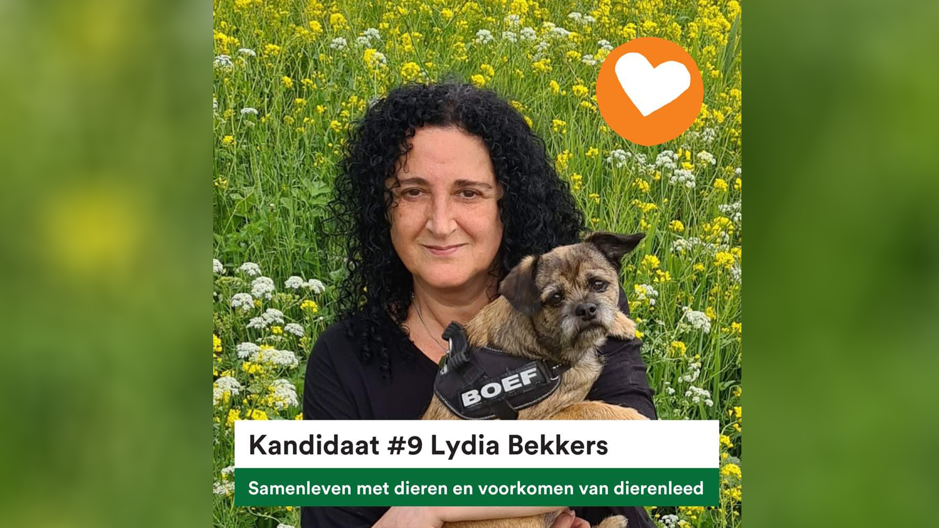 Lydia deed vrijwilligerswerk voor de Partij voor de Dieren en stond op de kandidatenlijst voor de Waterschapsverkiezingen