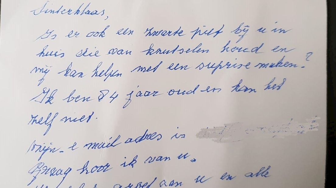 Vrouw (84) uit Rijssen vraagt Sinterklaas te hulp met briefje