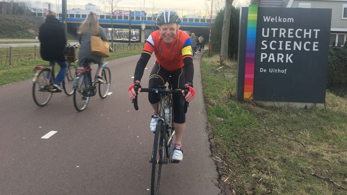 Vuelta-lobbyist Cor Jansen vanmorgen op het Utrecht Science Park.