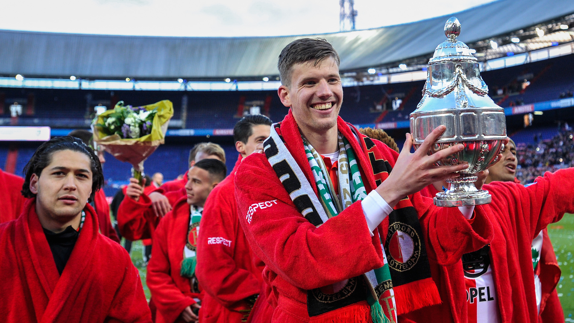 Michiel Kramer na de bekerwinst met Feyenoord in 2016