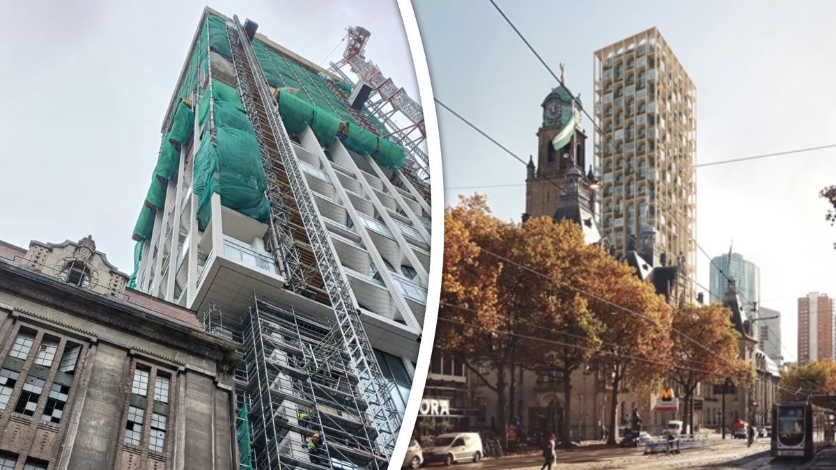 Nieuwbouwtoren op plek van oud postkantoor bereikt hoogste punt