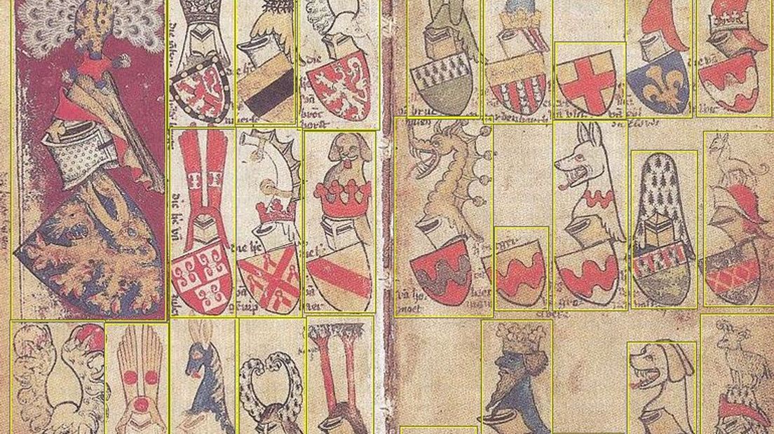Het is één van de grootste kunstwerken uit de Gelderse geschiedenis: het wapenboek van de Heraut Gelre. Vele jaren lag het achter slot en grendel in de Koninklijke Bibliotheek van Brussel. Deze week is het middeleeuwse boek voor het eerst sinds eeuwen weer in Nederland.