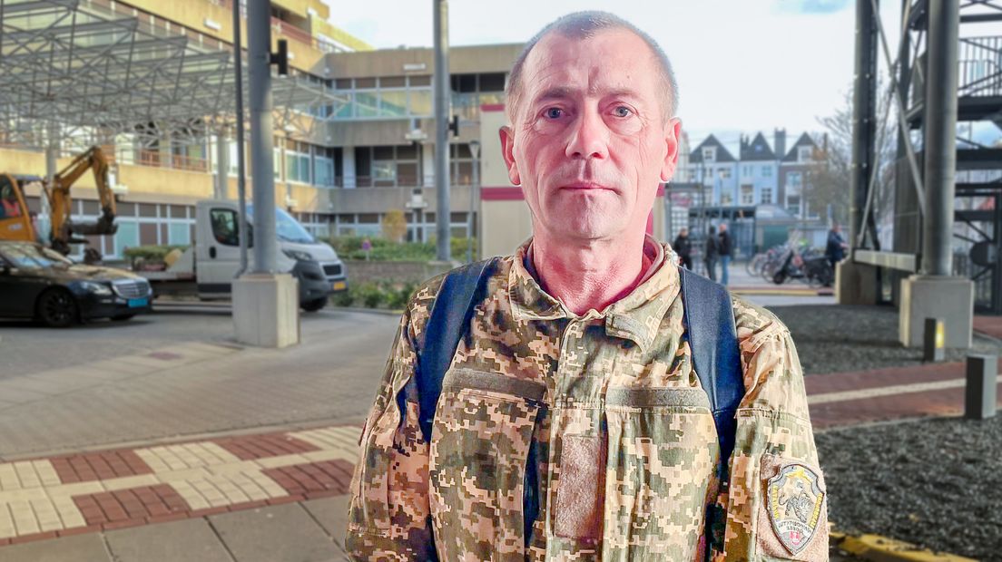 De Oekraïense militair Andrii Puhach bij HMC Westeinde