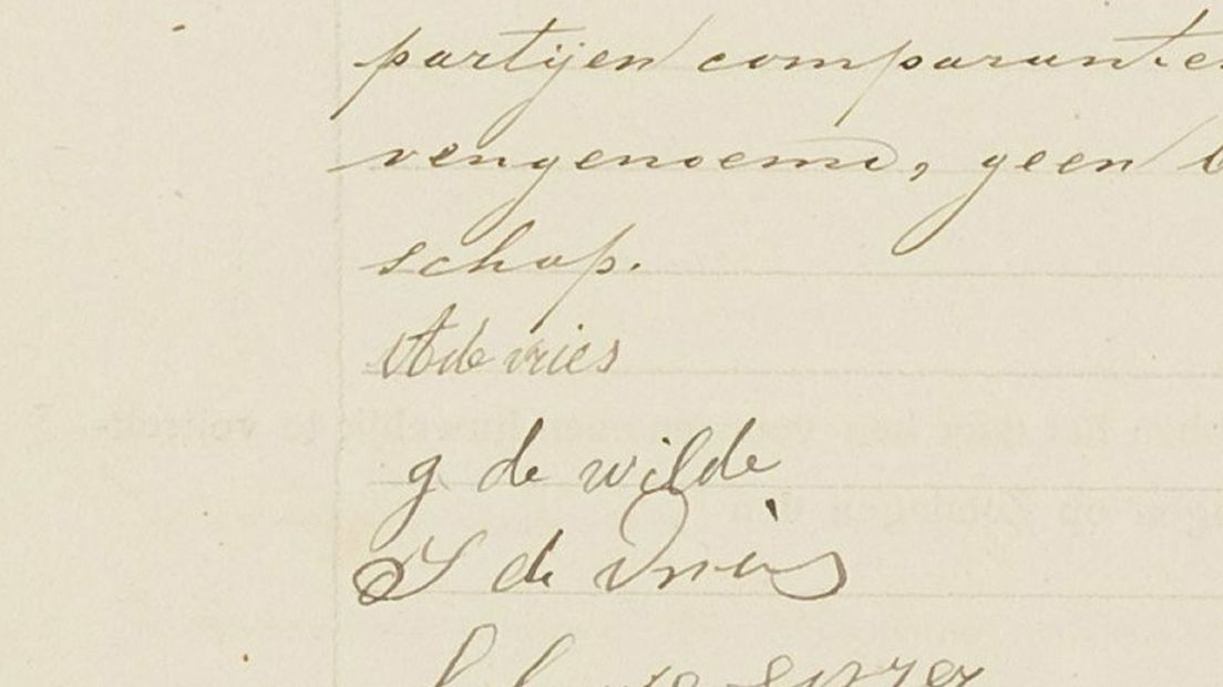 De hantekeningen fan Aäron en Grietje ûnder har trou-akte út 1889