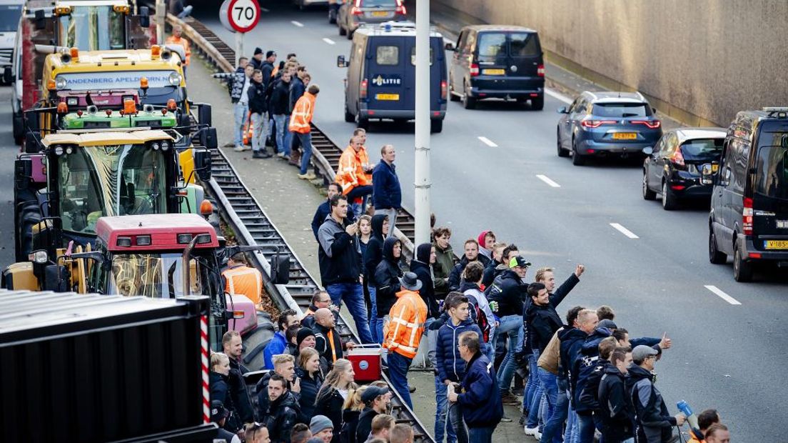 In oktober gingen bouwers de weg op voor een protest.