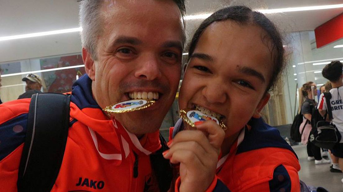 Vivienne Voorn (r.) en Gerard Smits, beiden goed voor goud.