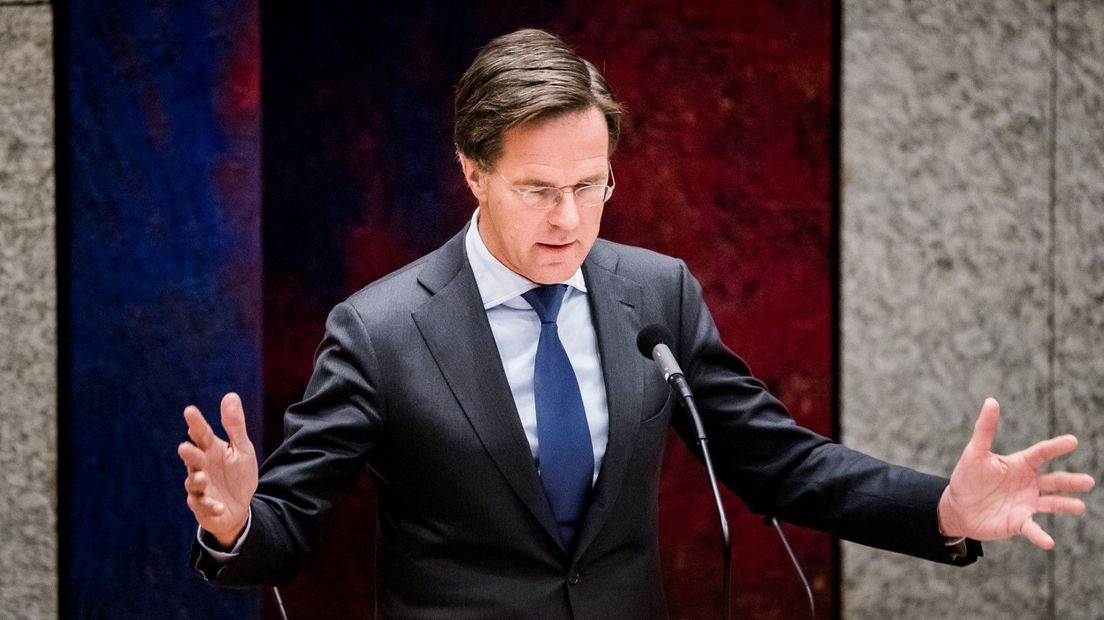 Premier Mark Rutte tijdens een debat in de Tweede Kamer