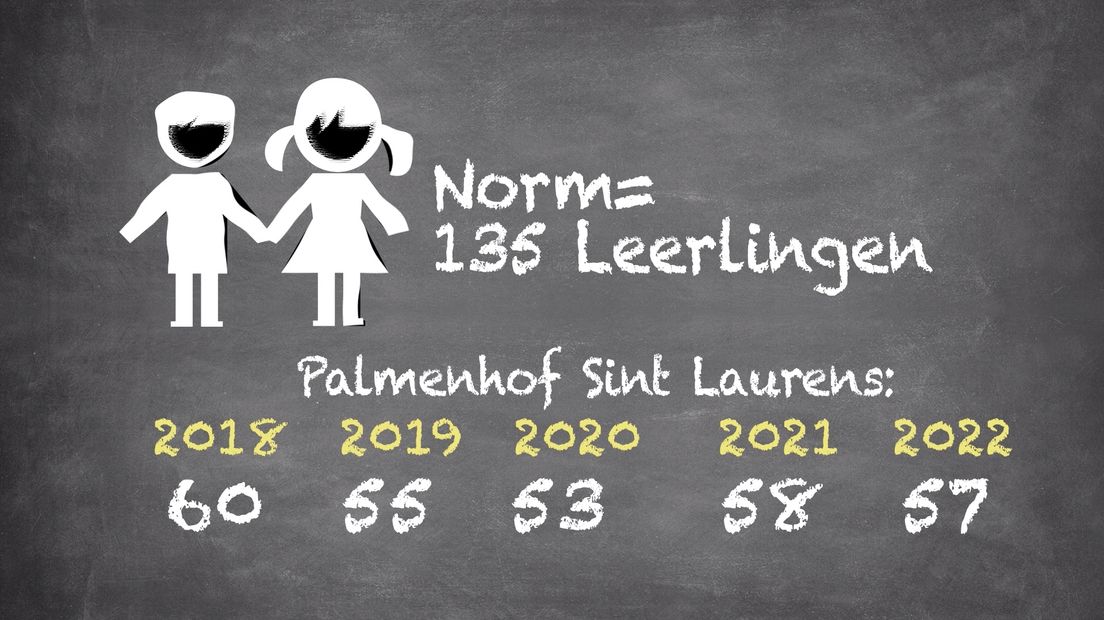 Dit zijn, volgens het ministerie, de leerlingenaantallen van basisschool Palmenhof voor de komende jaren