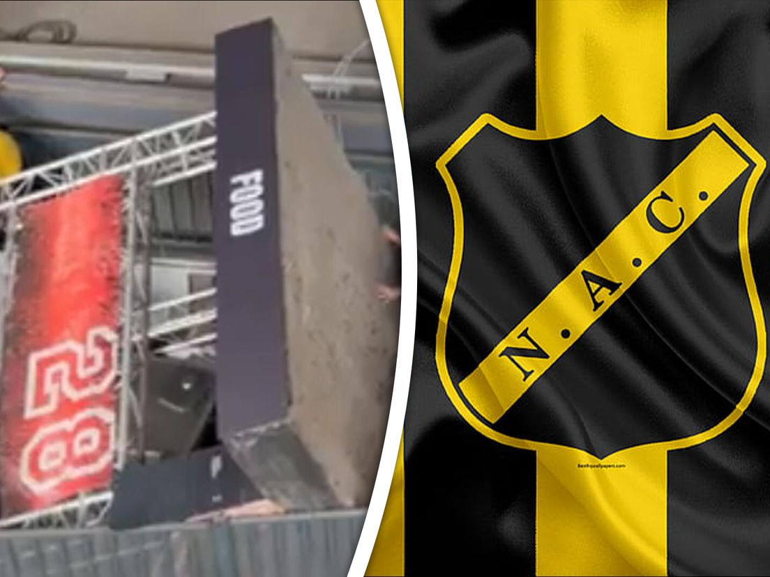 NAC-supporters duwen de eetkraam om / shirt van de club