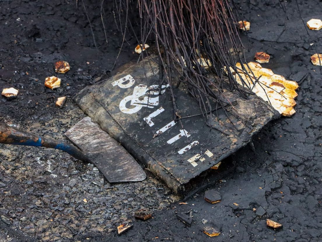 Gesmolten deel van een kogelwerend vest