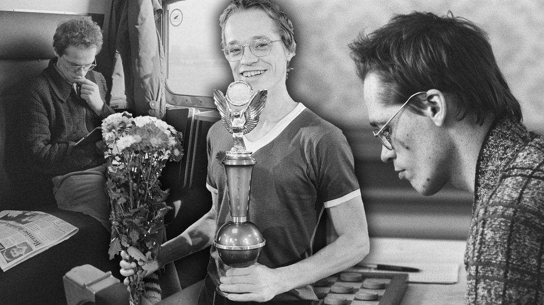 Jannes van der Wal in de trein, als wereldkampioen en achter het dambord