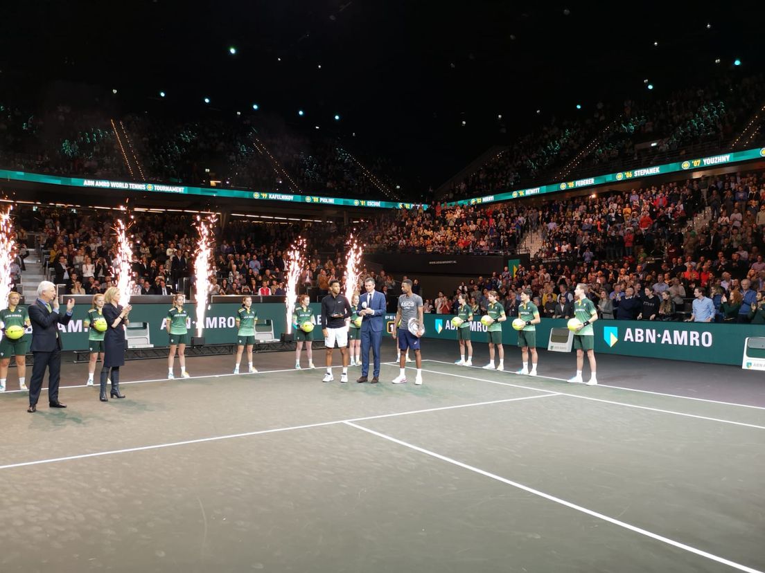 Gaël Monfils (l) wint het ABN AMRO World Tennis Tournament