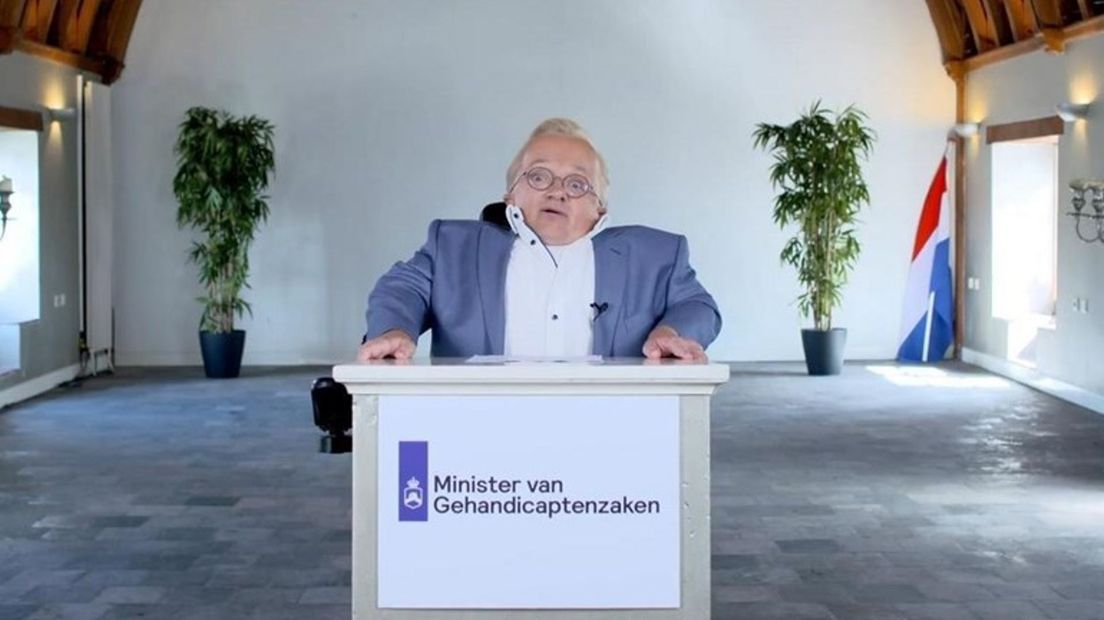 Rick Brink tijdens de troonrede die hij eerder gaf als minister van Gehandicaptenzaken