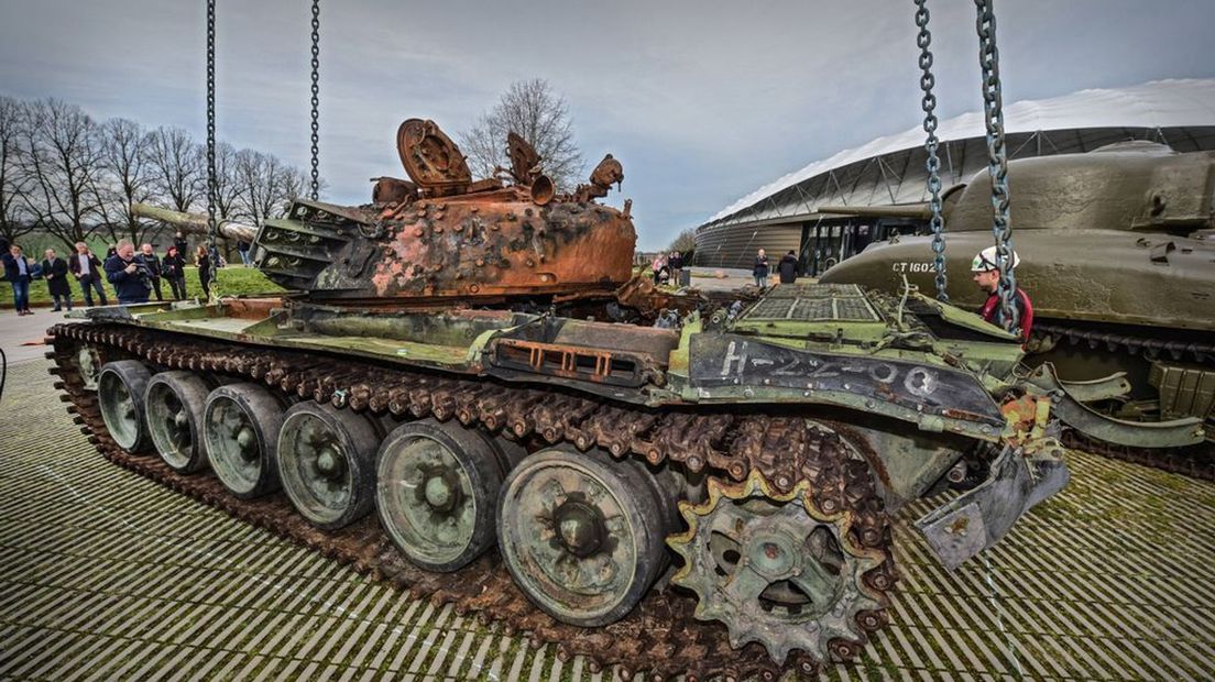 De Russische tank bij het Vrijheidsmuseum in Groesbeek.