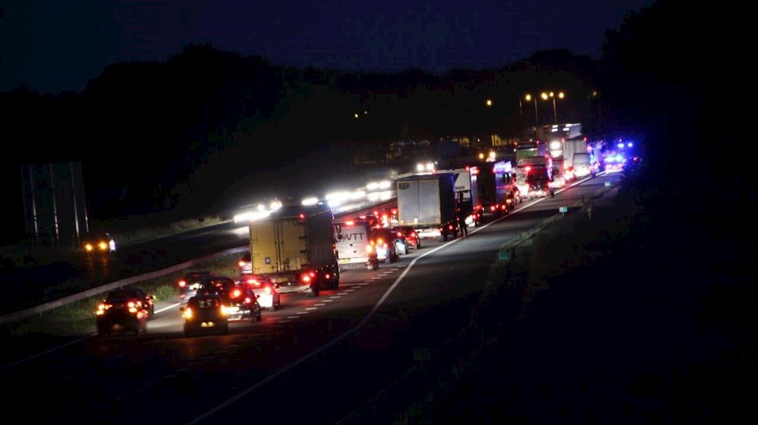 File op A1 door bergingswerkzaamheden