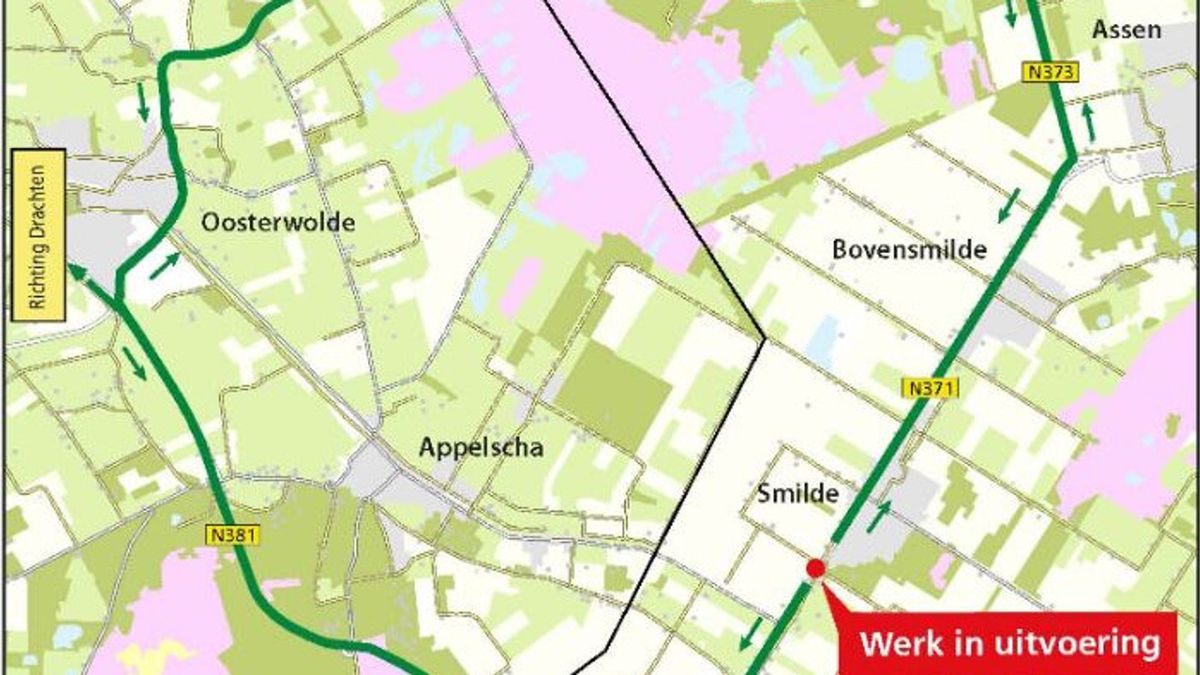 N371 bij Smilde komende week afgesloten