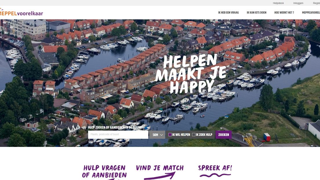 De website van Meppelvoorelkaar (Rechten: screenshot www.meppelvoorelkaar.nl)