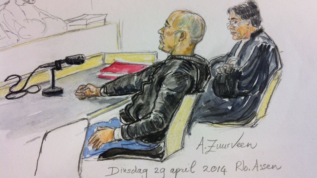 Marvin P. tijdens een eerdere rechtszaak (tekening: Annet Zuurveen)