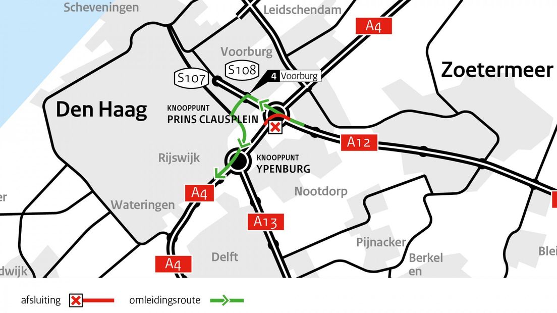 Omleidingen en afsluitingen Prins Clausplein