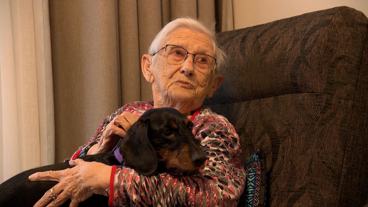 Teckel Noekie laat mevrouw Remijnse stralen in zorgcentrum