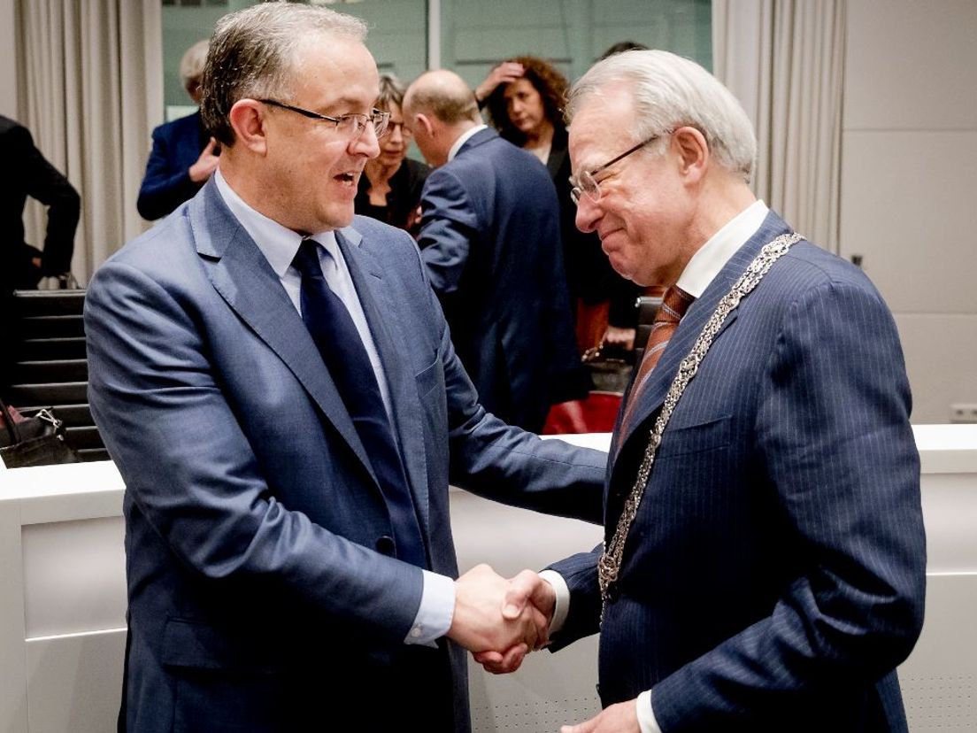 Aboutaleb bij het afscheid van Van Aartsen als burgemeester van Den Haag