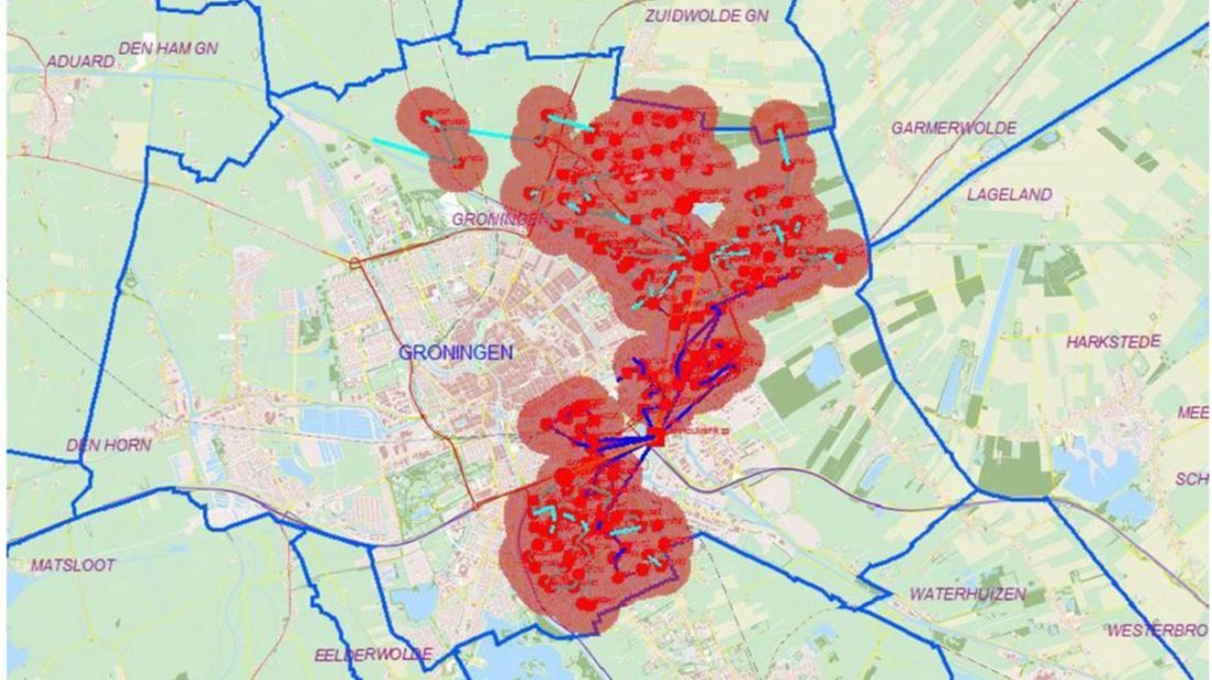 Het gebied dat last had van de stroomstoring