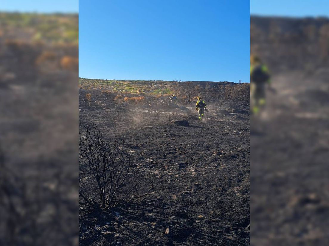 De afgebrande grond ziet eruit als een oorlogsgebied