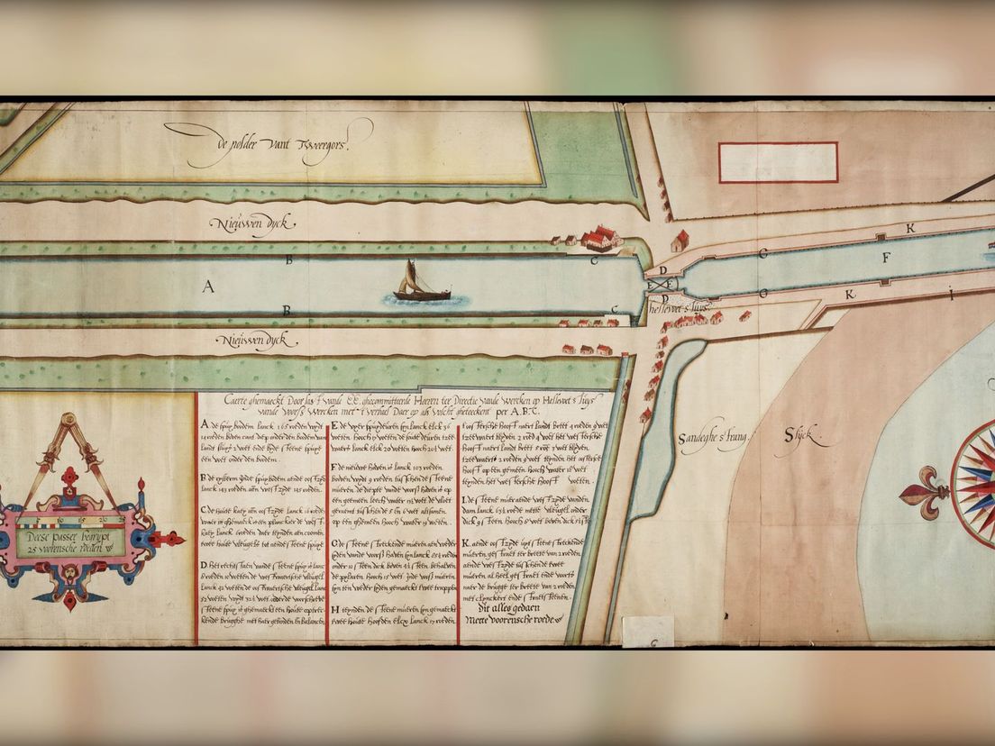 Kaart van de haven van Hellevoetsluis in 1621