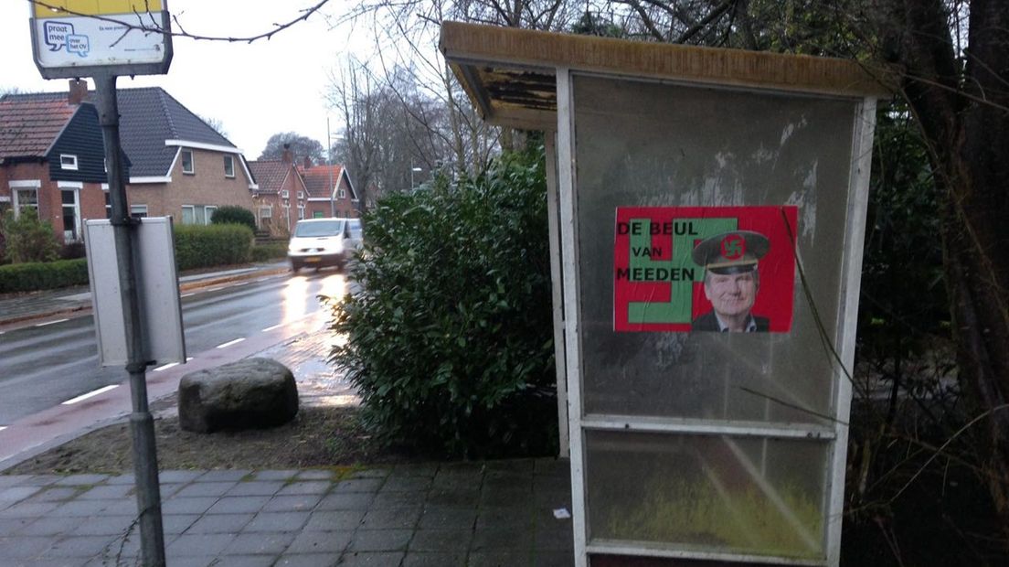 PvdA politicus William Moorlag werd in 2018 op posters afgebeeld als kampbeul
