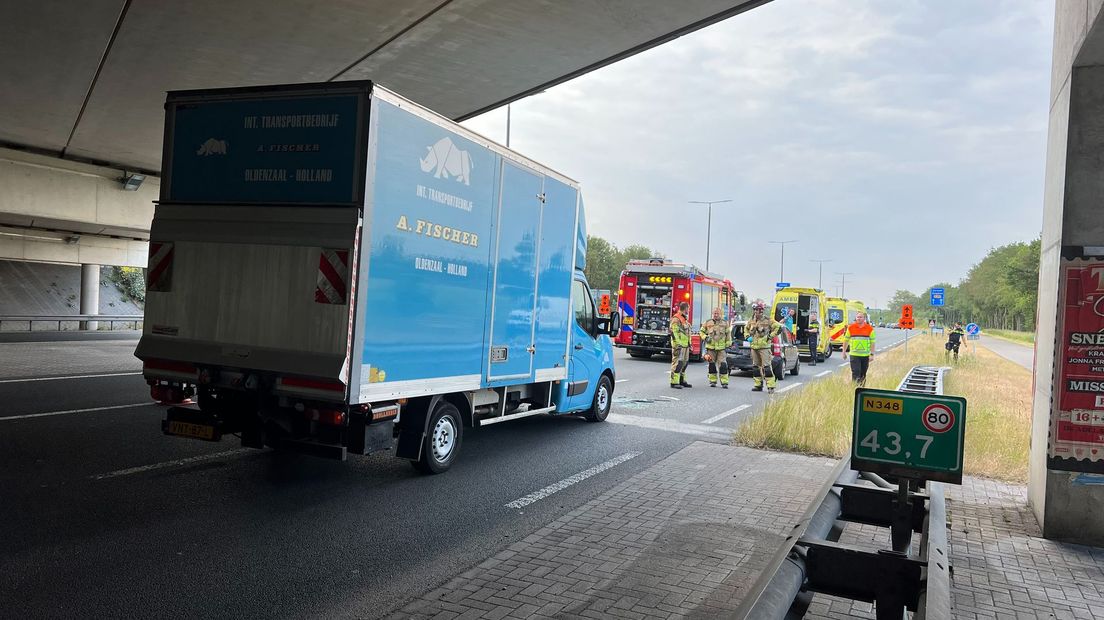 Ongeval onder viaduct A1 op N348 bij Deventer
