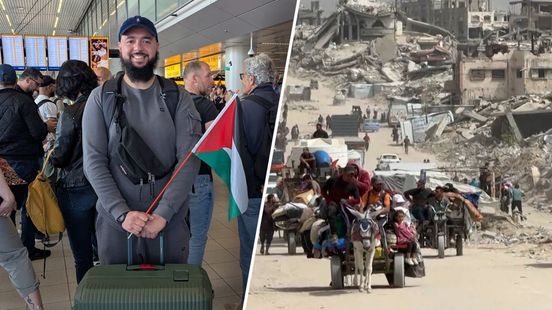 Foto: Faissal loopt in een mars naar Gaza