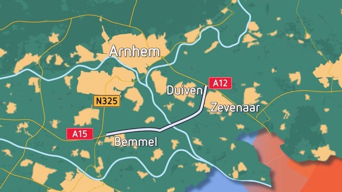 Dit is de plek waar de A15 wordt doorgetrokken.