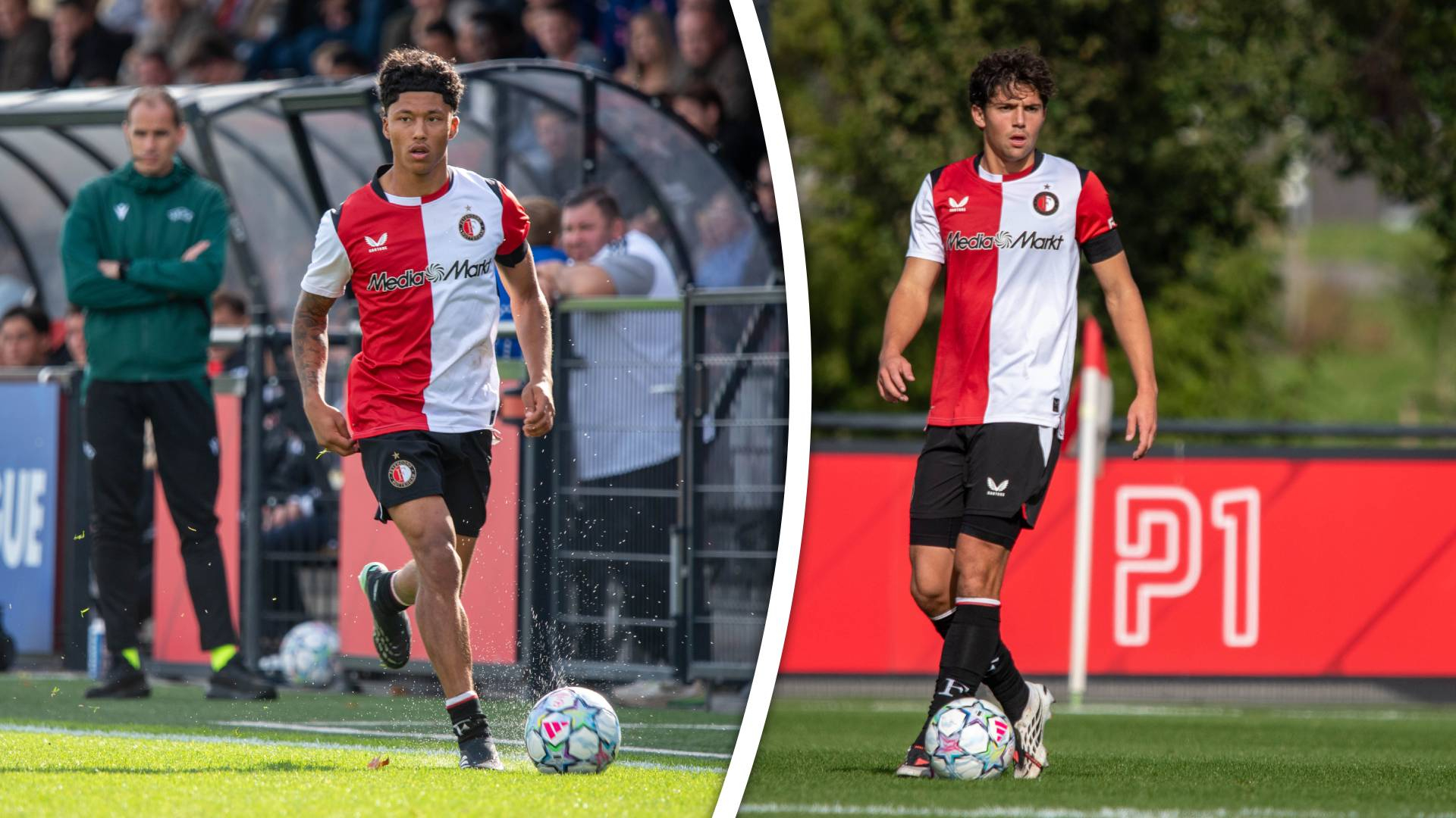 Dani Slory en Tijme Wessels in het duel tussen Feyenoord en Como