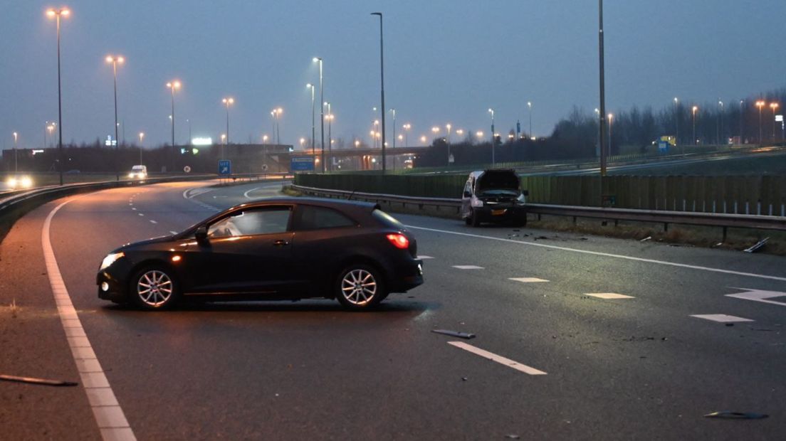 Auto's op de A7 ter hoogte van Westerbroek