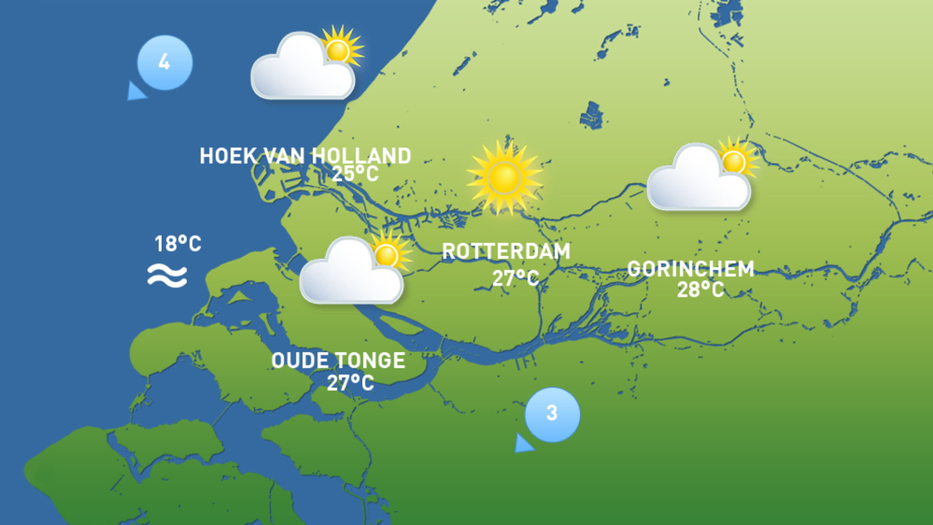 Het weerbeeld van maandag 22 juni.