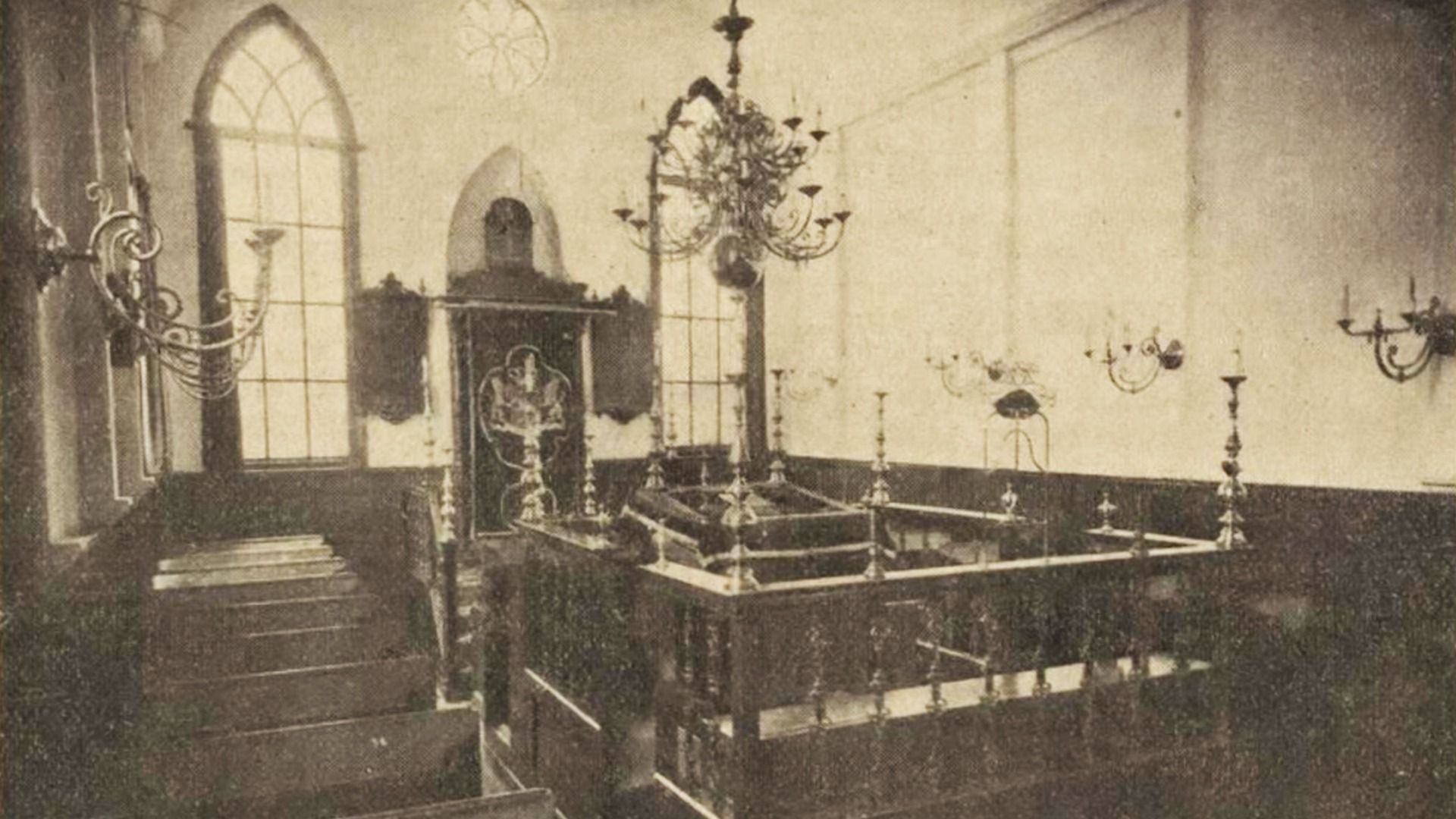 Het interieur van de synagoge in 1934