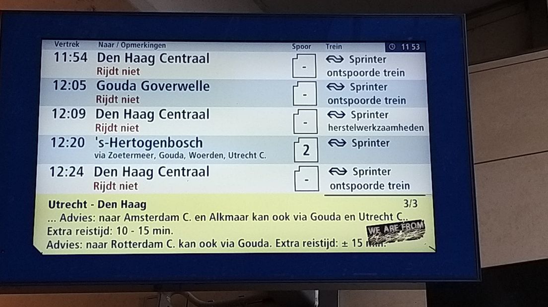Vanaf station Den Haag Ypenburg rijden de treinen niet verder