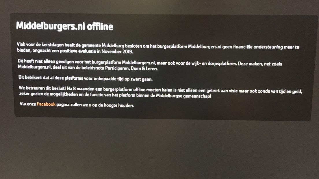 Website middelburgers.nl op zwart door gebrek aan geld