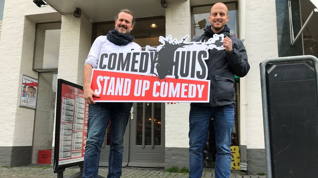 Jeroen Pater (oprichter van het Comedyhuis in Utrecht) en Jeroen Jonker (finalist Comedy Award).