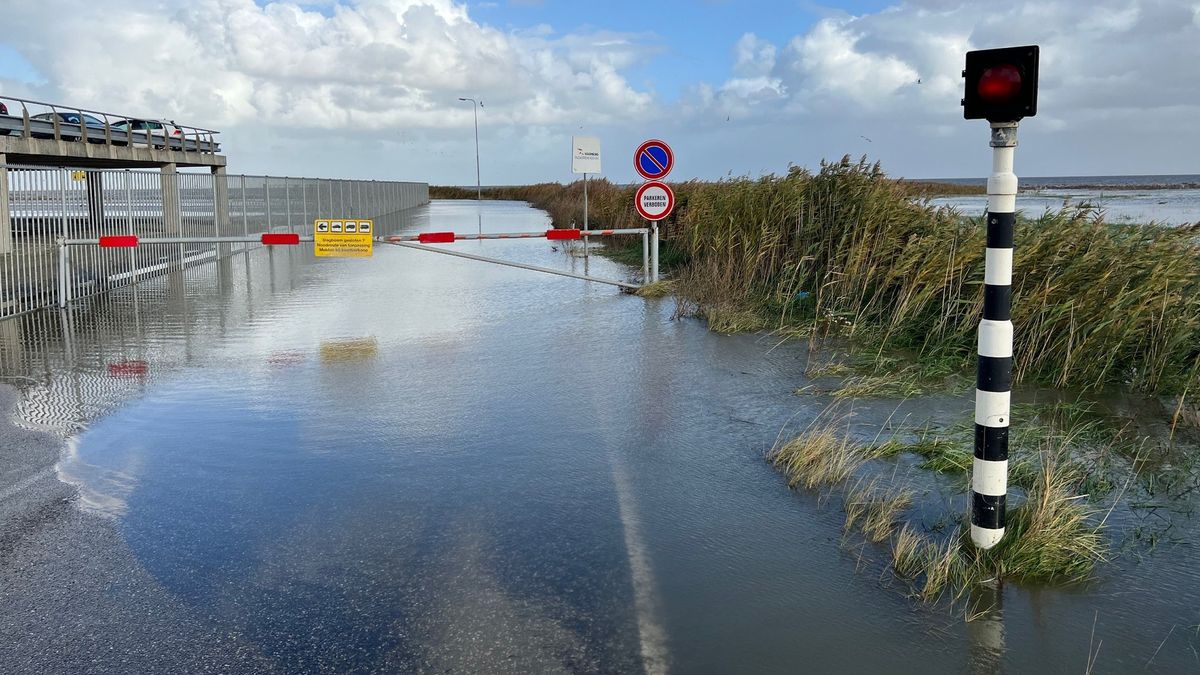 Harde wind en hoogwater bij Holwerd en Ameland