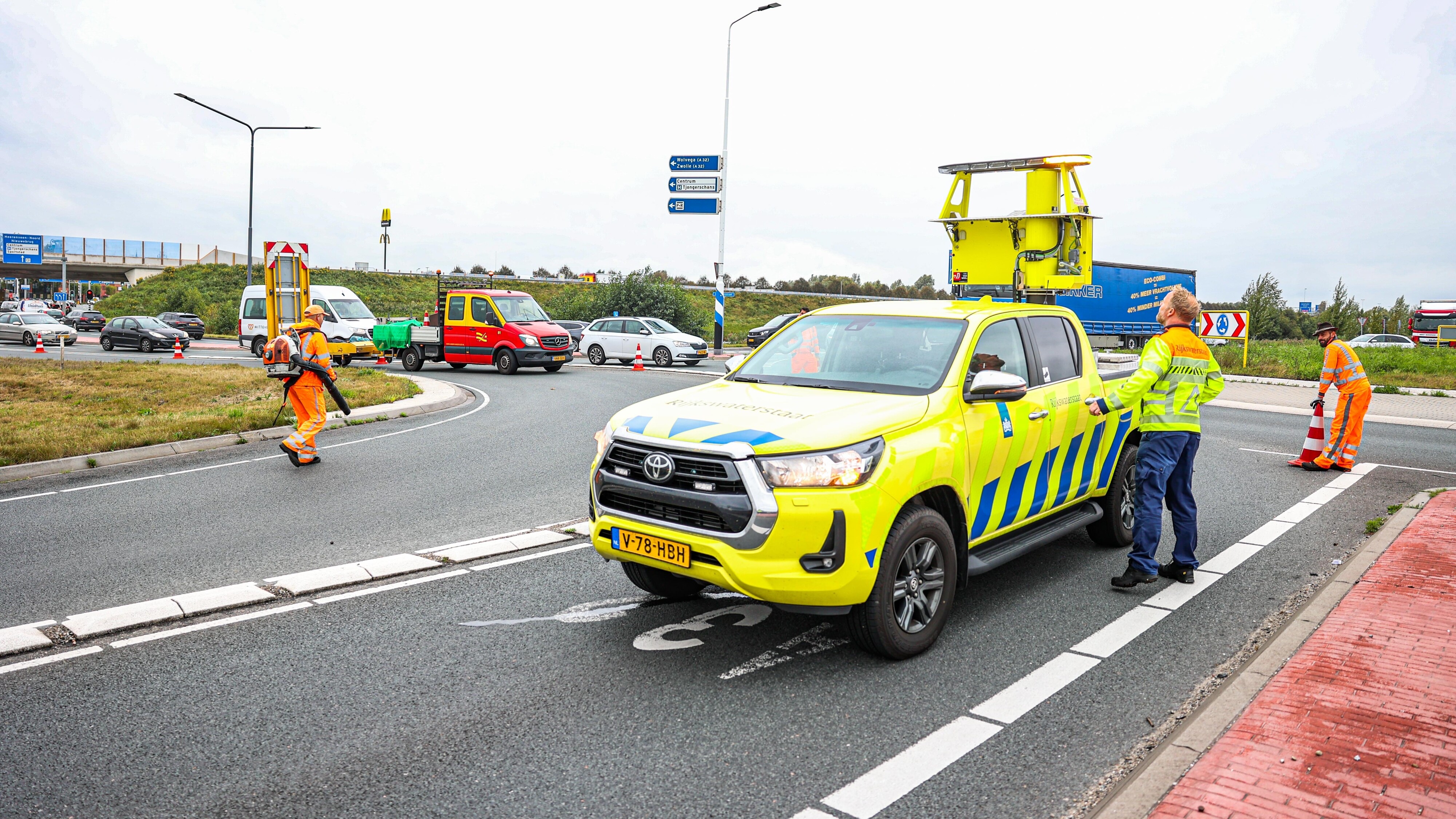 De weg werd een poos afgesloten