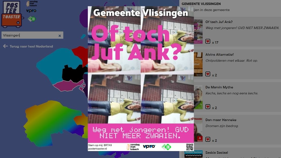 'Of toch Juf Ank?' gaat aan kop in Zeeuwse posterstrijd