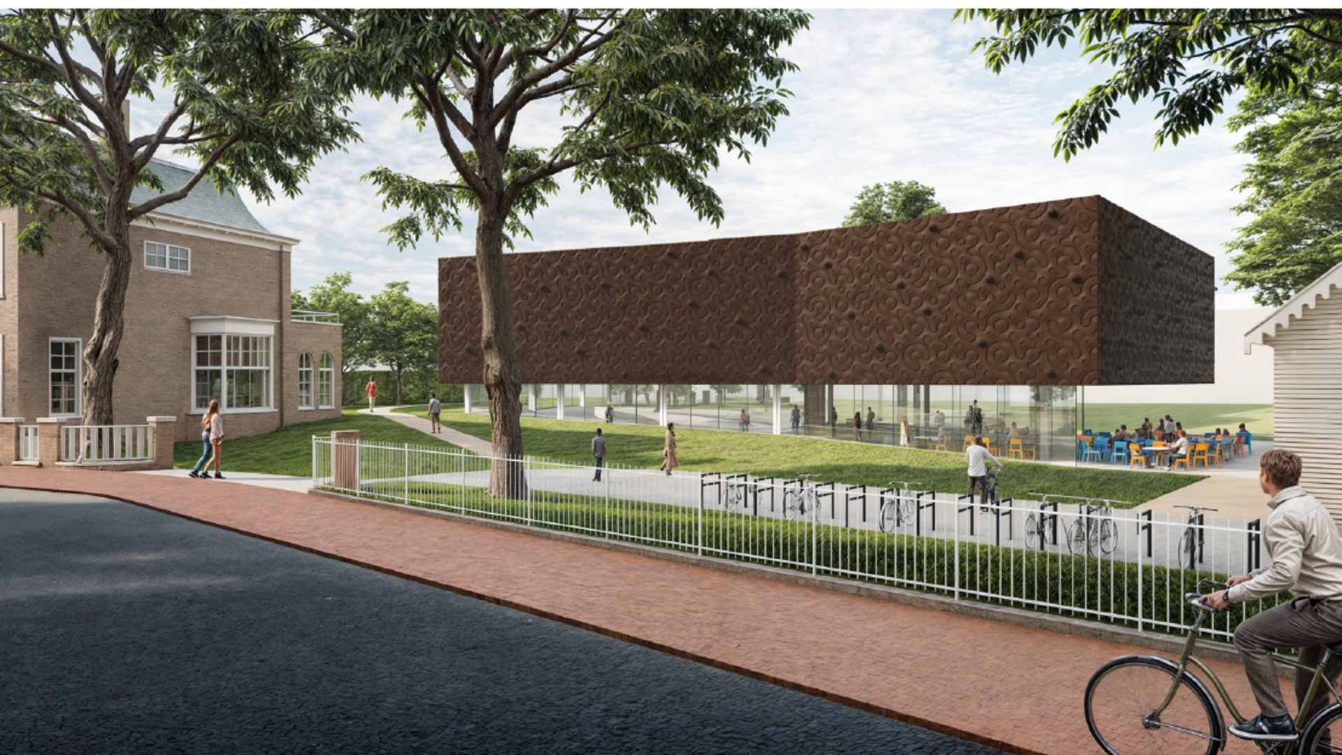 Links het Baggermuseum, rechts het nieuwbouwontwerp.