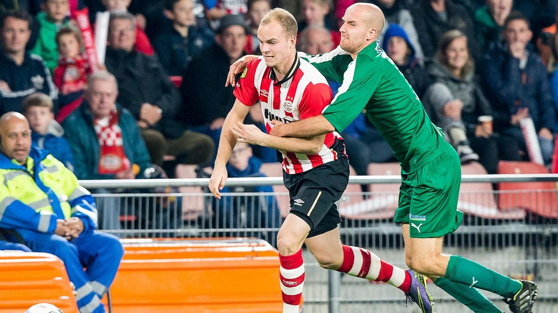 Martijn Jansen tijdens de bekerwedstrijd tegen PSV