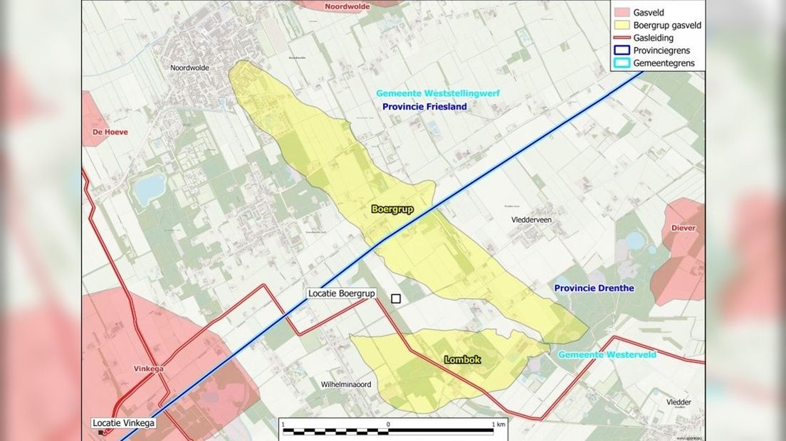 De ligging van de gasvelden Boergrup en Lombok (Rechten: Vermilion Energy Netherlands)