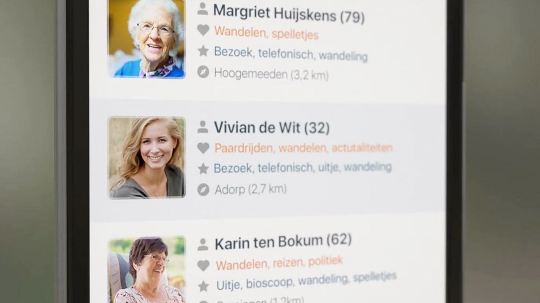 Via de app kun je met anderen in contact komen