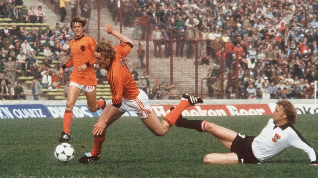 Oranje-international Piet Wildschut in actie op het WK van 1978 in Argentinië