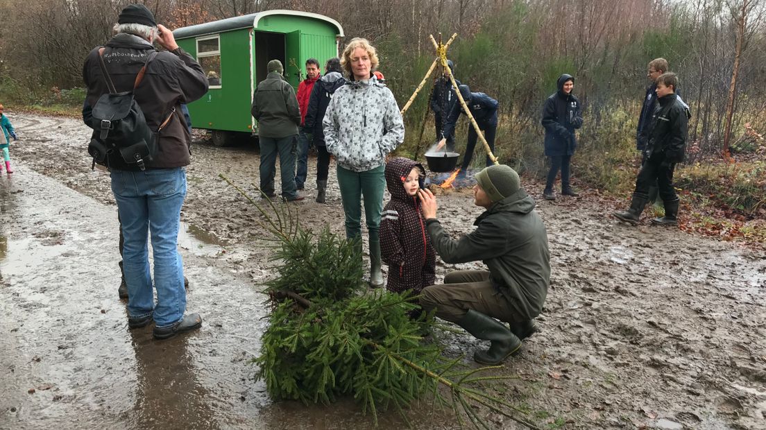 Jong en oud komt een eigen kerstboom kappen in het Drents-Friese Wold (Rechten: RTV Drenthe / Jeroen Willems)