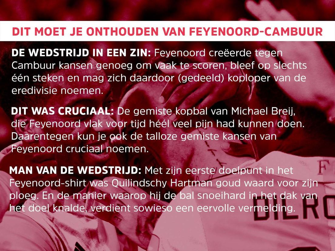 Dit moet je onthouden van Feyenoord-Cambuur